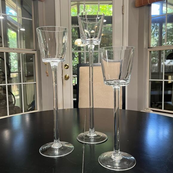 NEW Pottery Barn Glass Long Stem Classic Tealight Votive Candleholders Set … - Picture 9 of 14